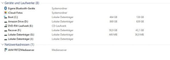 Im Windows Datei Explorer erscheint das OEM Laufwerk als reguläres Laufwerk, jedoch mit erschöpfter Kapazität Windows Datei Explorer