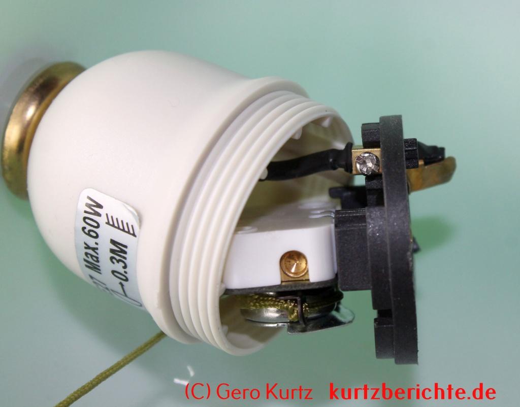 Bankers Lamp Lampenschirmwechsel - Kontaktplatte mit Kabelklemmen