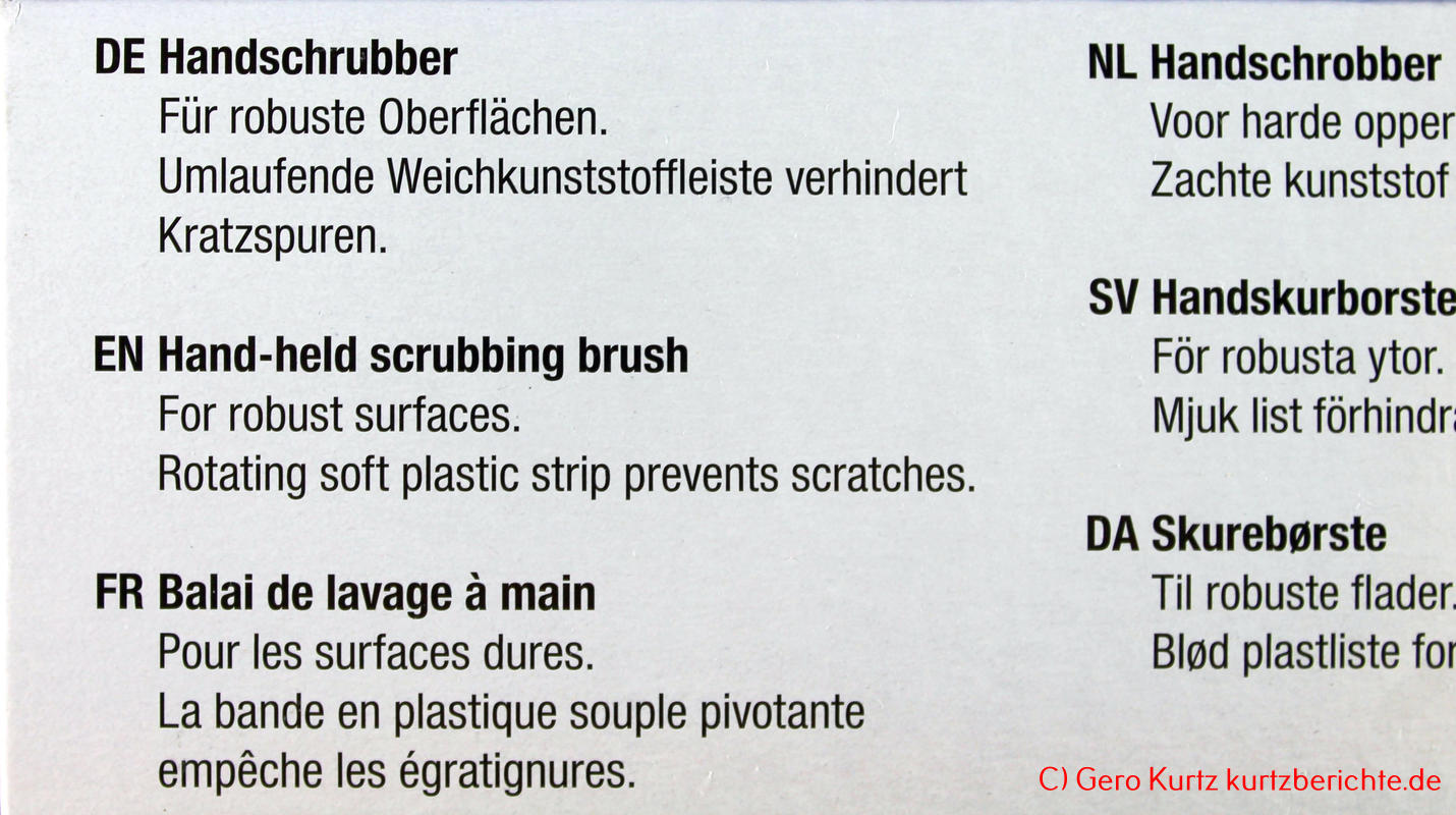 Gardena Handschrubber - Beschreibung auf der Verpackung