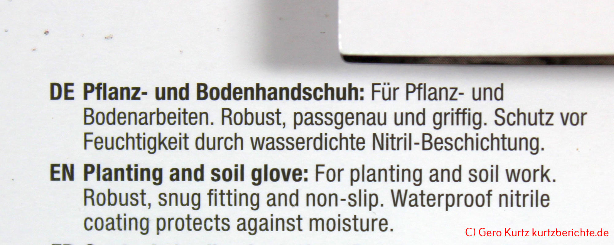 Gardena Pflanz- und Bodenhandschuh - Beschreibung in Deutsch