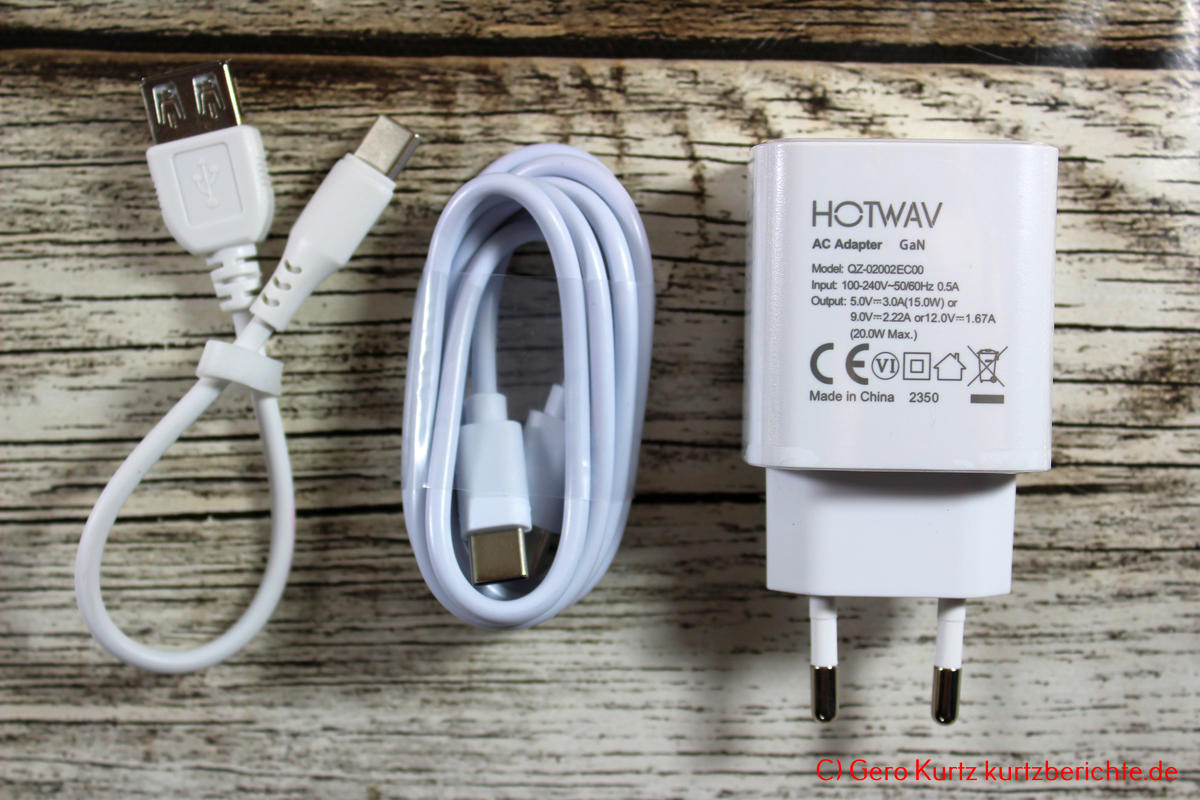 HOTWAV R7 Outdoor Tablet - Netzteil, Ladekabel und OTG-Kabel