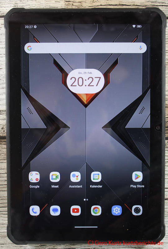 HOTWAV R7 Outdoor Tablet - eingeschaltetes Tablet mit Home-Bildschirm