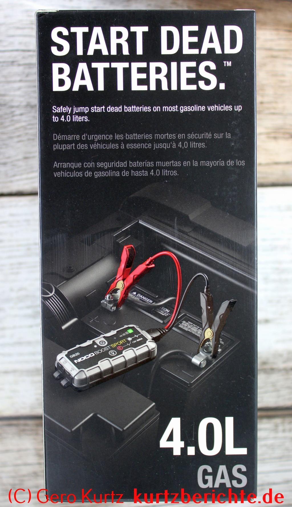 NOCO Boost Sport GB20 500A 12V UltraSafe Starthilfe - Verpackung rechte Seitenansicht