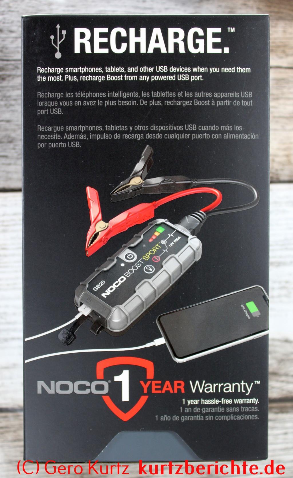 NOCO Boost Sport GB20 500A 12V UltraSafe Starthilfe - Hauptverpackung Draufsicht Vorderseite