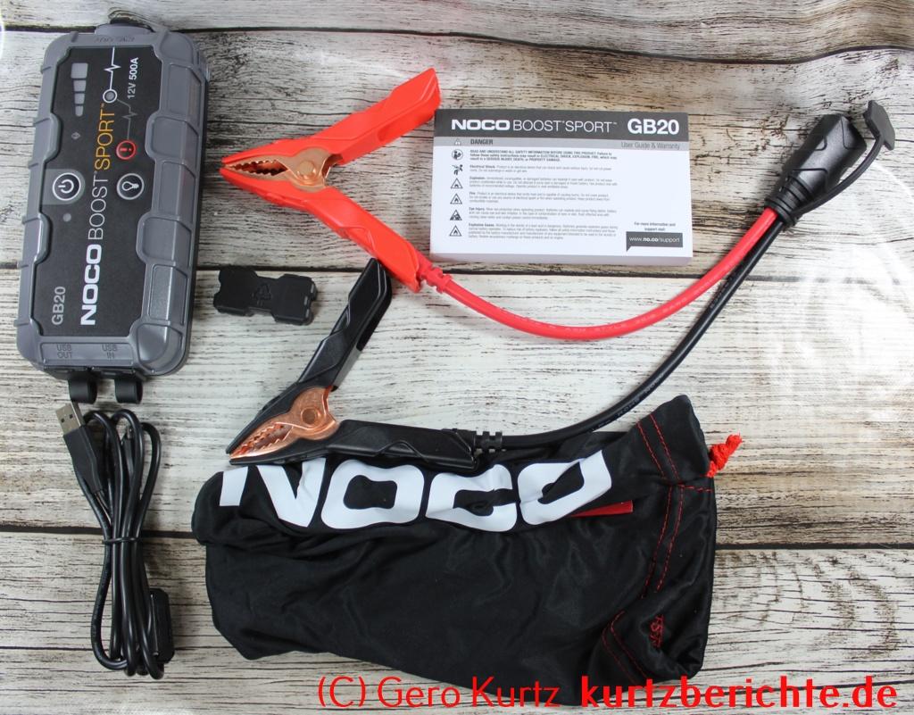 NOCO Boost Sport GB20 500A 12V UltraSafe Starthilfe - Gesamter Inhalt der Verpackung