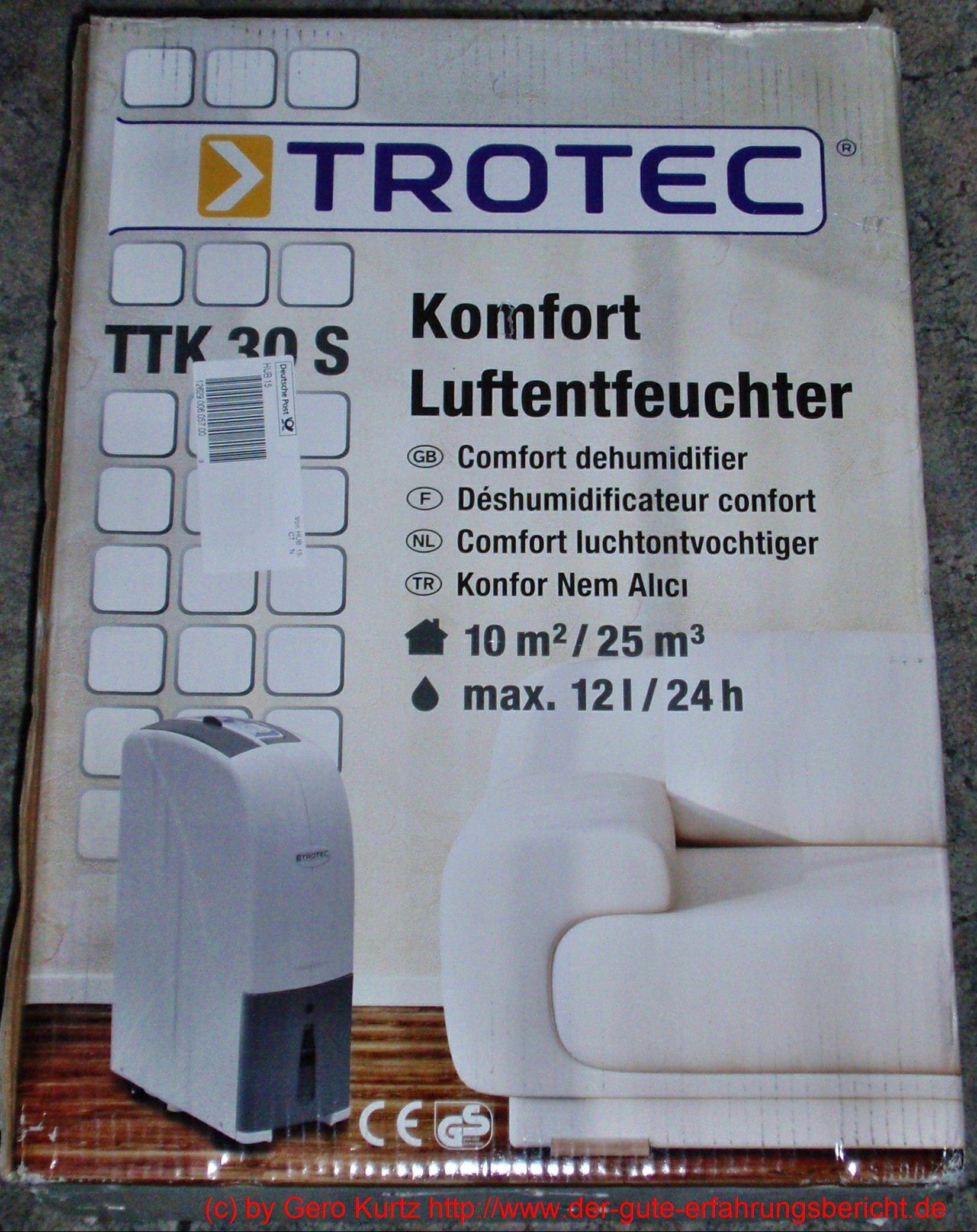 TROTEC Kondensationstrockner TTK 30 S - Verpackung Rückseite