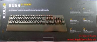 Fnatic Gear Rush Silent LED Pro Gaming Tastatur Verpackung Rückseite