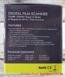 22MP Diascanner Negativscanner - Seitenansicht der Verpackung mit Features