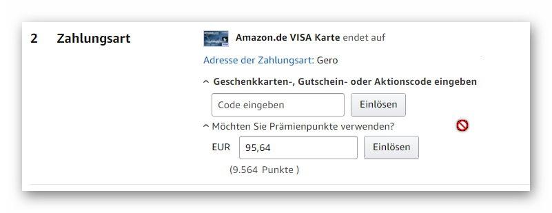 Amazon VISA Karte - Punkte zum Einkaufen verwenden
