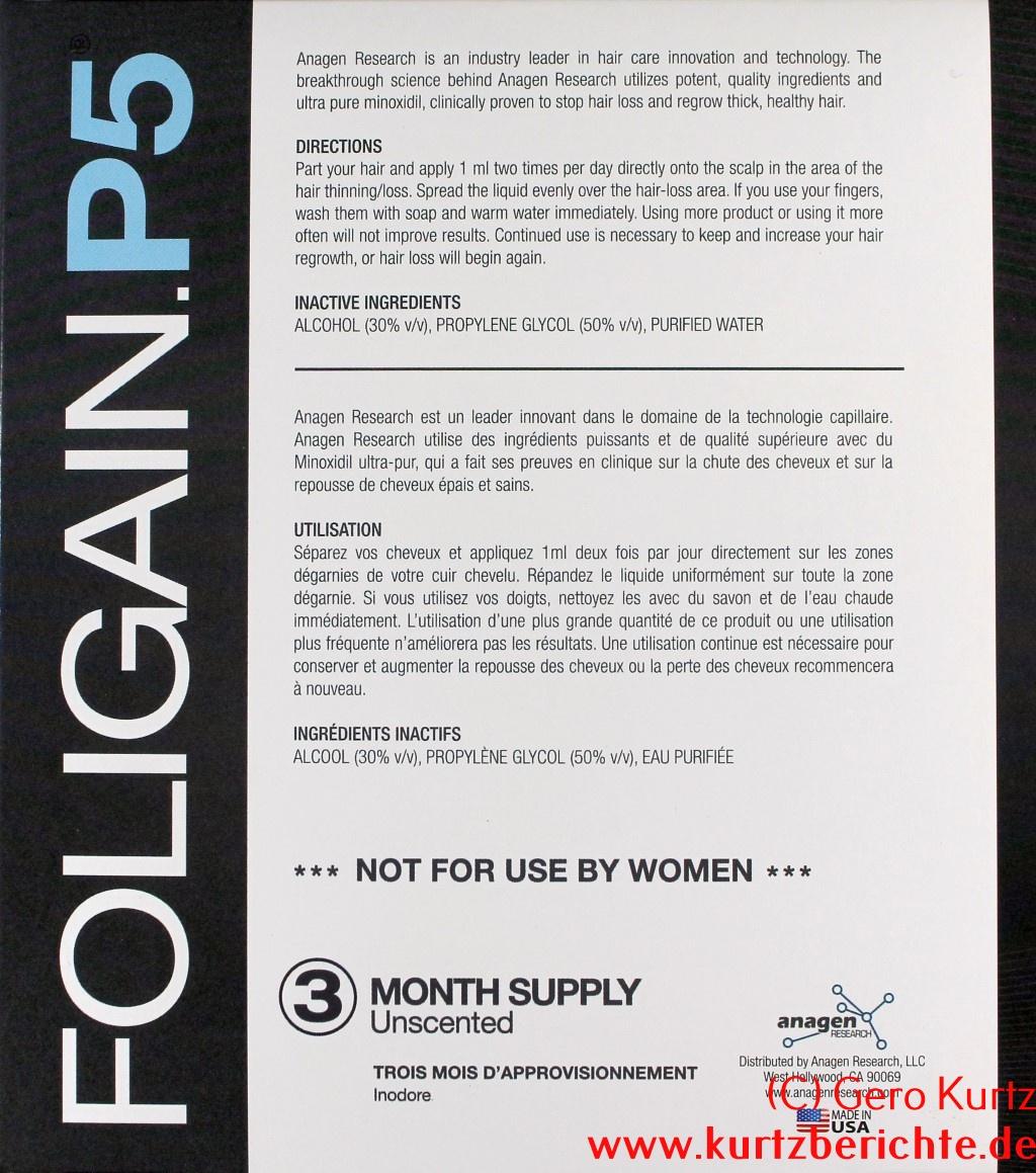 Foligain.P5 von Anagen Research Verpackung Rückseite