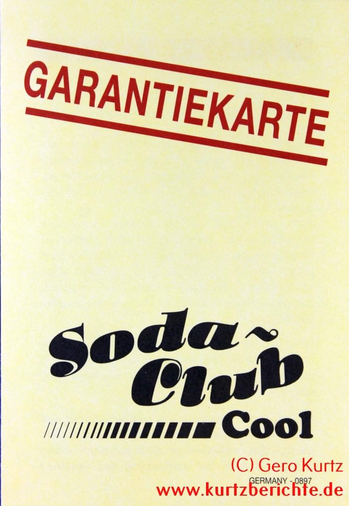 SodaStream Wassersprudler Soda Club Garantiekarte