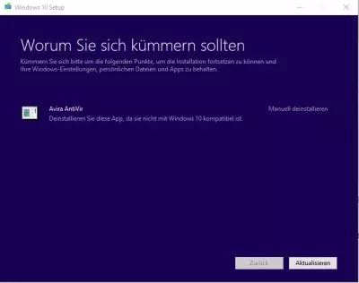  Windows Update Fehlermeldung wegen Avira